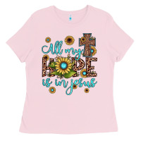 Bubblegum Pink all my hope is in jesus Ladies Tee - JahusDesignShop
