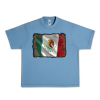 Pebble Blue mexico flag black glitter leopard Urban Heavy Tee - AdoDesignShop