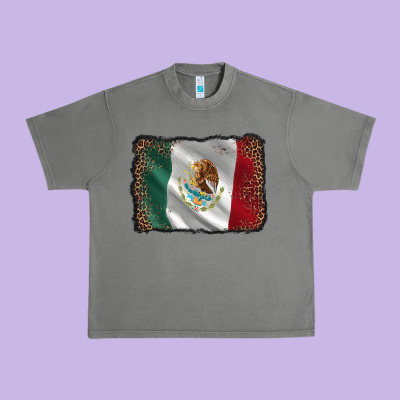Mexico Flag Black Glitter Leopard Urban Heavy Tee Designed By Adodesignshop