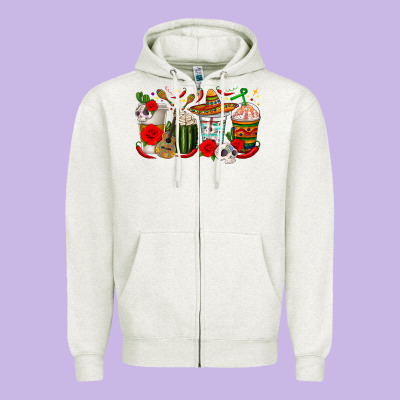 Hispanic Heritage Month Coffee Cups Zipper Hoodie Designed By Texasbilliewilder