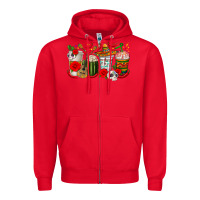 Red Hispanic Heritage Month Coffee Cups Zipper Hoodie - texasbilliewilder
