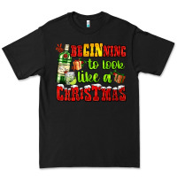 Black beginning to look like a christmas with gin and gifts Premium Tee - AdoDesignShop