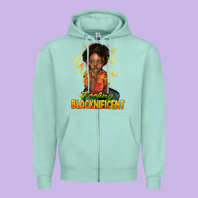 Feeling Blacknificent Zipper Hoodie Designed By Nancycooperartshop