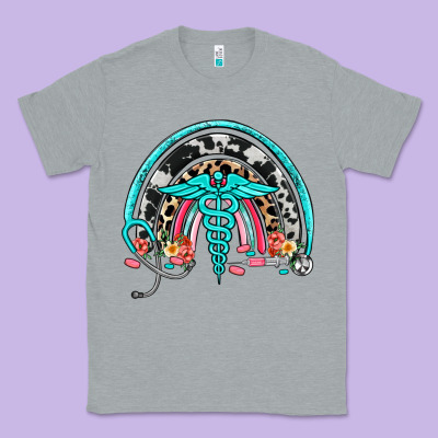 Nurse Rainbow Classic Tee Designed By Nancycooperartshop