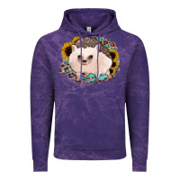 Cloud Purple hedgehog with sunflowers and leopard Vintage Hoodie - Jasminsmagicworld