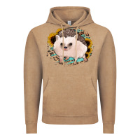 Hedgehog With Sunflowers And Leopard Vintage Hoodie | Teevron