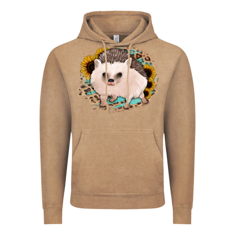 Hedgehog With Sunflowers And Leopard Vintage Hoodie by Jasminsmagicworld | Teevron