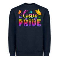 Navy Gay Pride With Butterfly Heavyweight Sweatshirt - BundleAndBundleShop