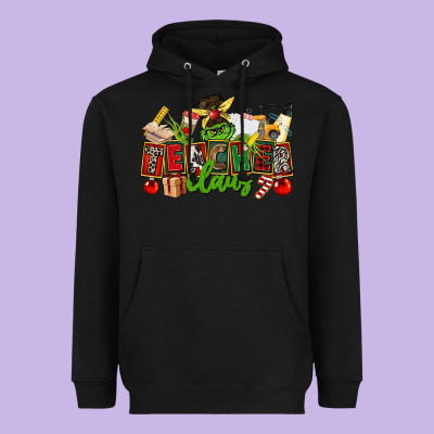 Teacher Claus Christmas Heavyweight Hoodie Designed By Cowgirlartshop
