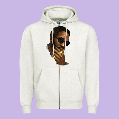 Black Man Zipper Hoodie Designed By Nancycooperartshop