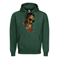 Sports Green black man Zipper Hoodie - NancyCooperArtShop