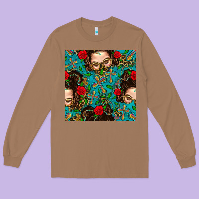 Messy Bun Mom And Cross With Leopard Patterns Long Sleeve Tee Designed By Bundleandbundleshop