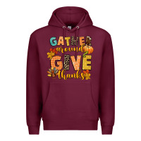 Burgundy gather around and give thanks Premium Hoodie - CowGirlArtShop