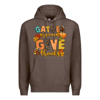 Coffee gather around and give thanks Premium Hoodie - CowGirlArtShop