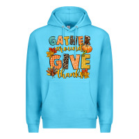 Ocean Blue gather around and give thanks Premium Hoodie - CowGirlArtShop