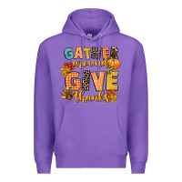 Purple gather around and give thanks Premium Hoodie - CowGirlArtShop