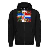 Black Mexican and Puerto Rico Flag Zipper Hoodie - texasbilliewilder
