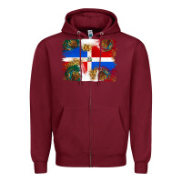 Burgundy Mexican and Puerto Rico Flag Zipper Hoodie - texasbilliewilder