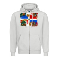 Dove Grey Mexican and Puerto Rico Flag Zipper Hoodie - texasbilliewilder