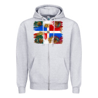 Heather Grey Mexican and Puerto Rico Flag Zipper Hoodie - texasbilliewilder