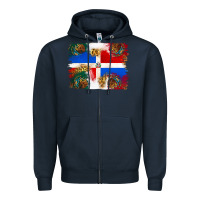 Navy Mexican and Puerto Rico Flag Zipper Hoodie - texasbilliewilder