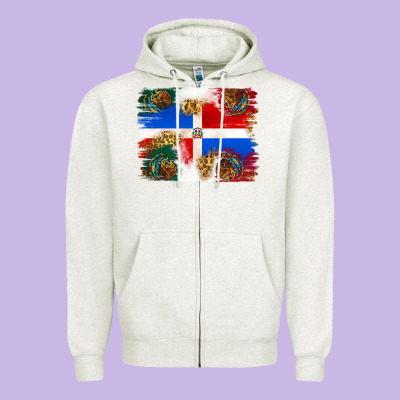 Mexican And Puerto Rico Flag Zipper Hoodie Designed By Texasbilliewilder