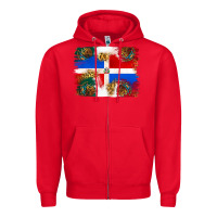 Red Mexican and Puerto Rico Flag Zipper Hoodie - texasbilliewilder