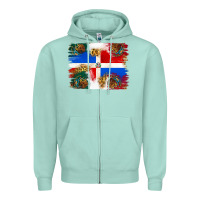 Seafoam Mexican and Puerto Rico Flag Zipper Hoodie - texasbilliewilder