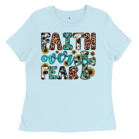 Baby Blue faith over fear Ladies Tee - JahusDesignShop