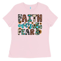 Bubblegum Pink faith over fear Ladies Tee - JahusDesignShop