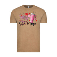 Vintage Coffee sips & trips target inspired stanley Vintage Tee - MaliasSmallBusiness