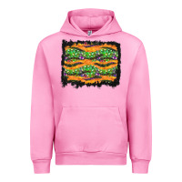 Fuchsia Pink Halloween Skull Background Urban Hoodie - BundleAndBundleShop