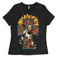 Black leopard cross  sunflower Ladies Tee - JahusDesignShop
