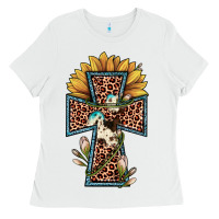 White leopard cross  sunflower Ladies Tee - JahusDesignShop