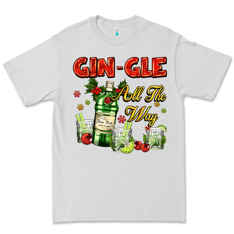 Gin`gle All The Way With Bottle And Cocktails Premium Tee by AdoDesignShop | Teevron