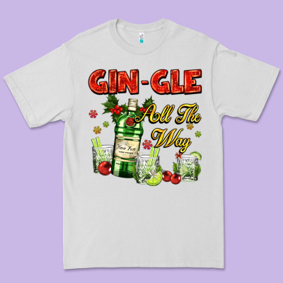 Gin`gle All The Way With Bottle And Cocktails Premium Tee Designed By Adodesignshop