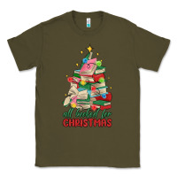 Army Green christmas book tree Classic Tee - MaliasSmallBusiness