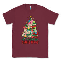 Burgundy christmas book tree Classic Tee - MaliasSmallBusiness
