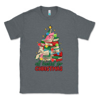Charcoal Heather christmas book tree Classic Tee - MaliasSmallBusiness