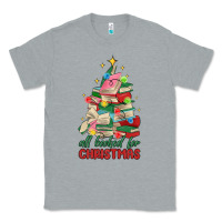 Heather Grey christmas book tree Classic Tee - MaliasSmallBusiness
