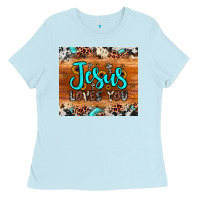 Baby Blue jesus loves you Ladies Tee - JahusDesignShop