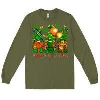 Army Green happy st. patricks day with gnomies Long Sleeve Tee - BundleAndBundleShop