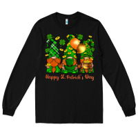 Black happy st. patricks day with gnomies Long Sleeve Tee - BundleAndBundleShop