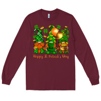 Burgundy happy st. patricks day with gnomies Long Sleeve Tee - BundleAndBundleShop