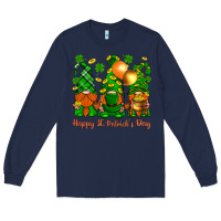 Navy happy st. patricks day with gnomies Long Sleeve Tee - BundleAndBundleShop