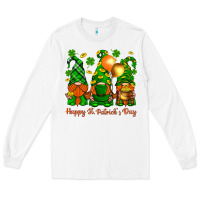 White happy st. patricks day with gnomies Long Sleeve Tee - BundleAndBundleShop