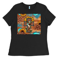 Black leopard cross sunflower Ladies Tee - JahusDesignShop