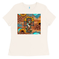 Bone leopard cross sunflower Ladies Tee - JahusDesignShop