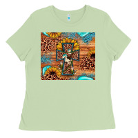 Matcha leopard cross sunflower Ladies Tee - JahusDesignShop