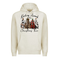Oatmeal Heather rocking around the christmas tree Premium Hoodie - CowGirlArtShop